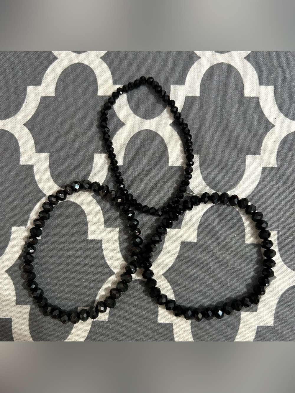 Classic Black Faceted Bead Stretch Bracelet - Women Jewelry